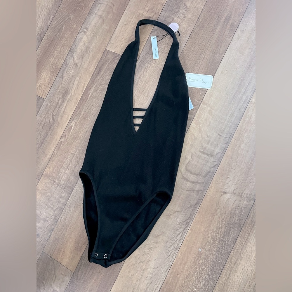 NWT Black Halter Bodysuit